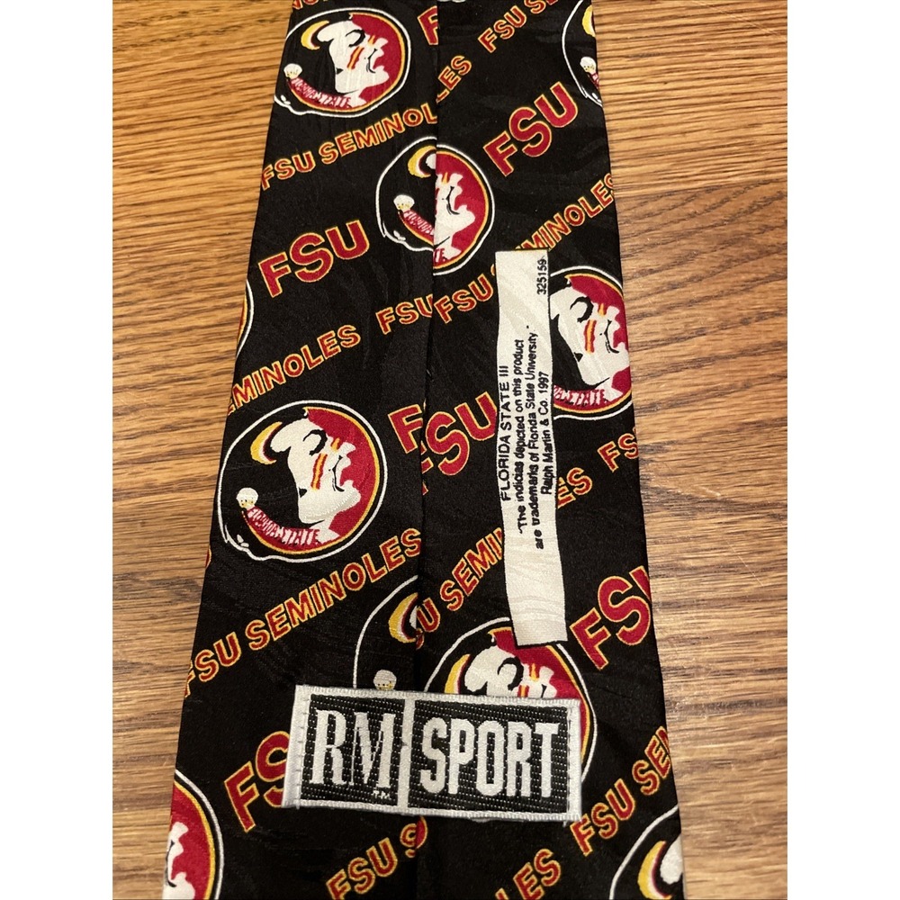 Vintage RM Sport FSU Florida State Seminoles All Over Print Tie Silk Made in USA - Picture 2 of 4
